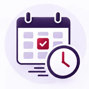 Illustration of a calendar and clock showing a booked appointment