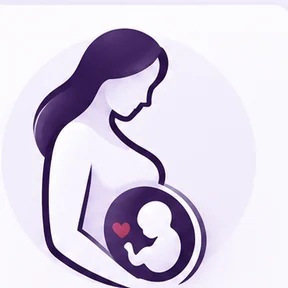 Illustration of an expectant mother with the baby shown in outline
