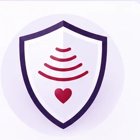 Illustration of a shield holding sound waves and a heart